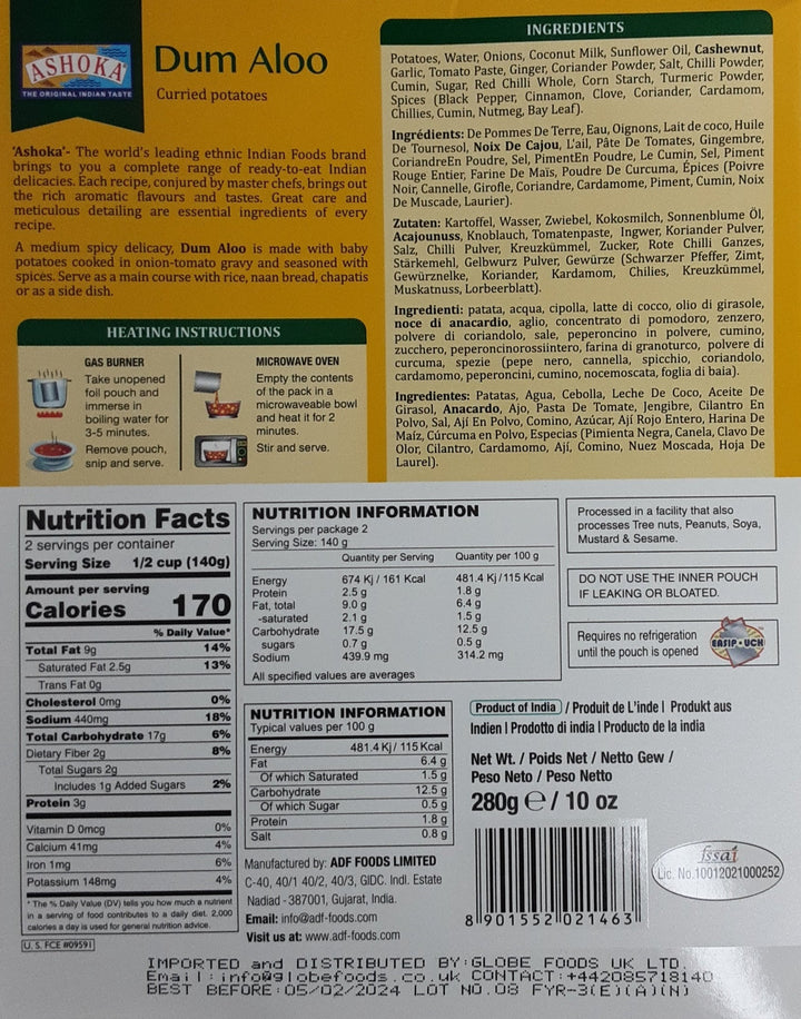 Ashoka Ready Meal Dum Aloo 280g