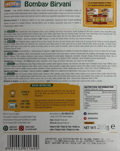 Ashoka Ready Meal Bombay Biryani 280g