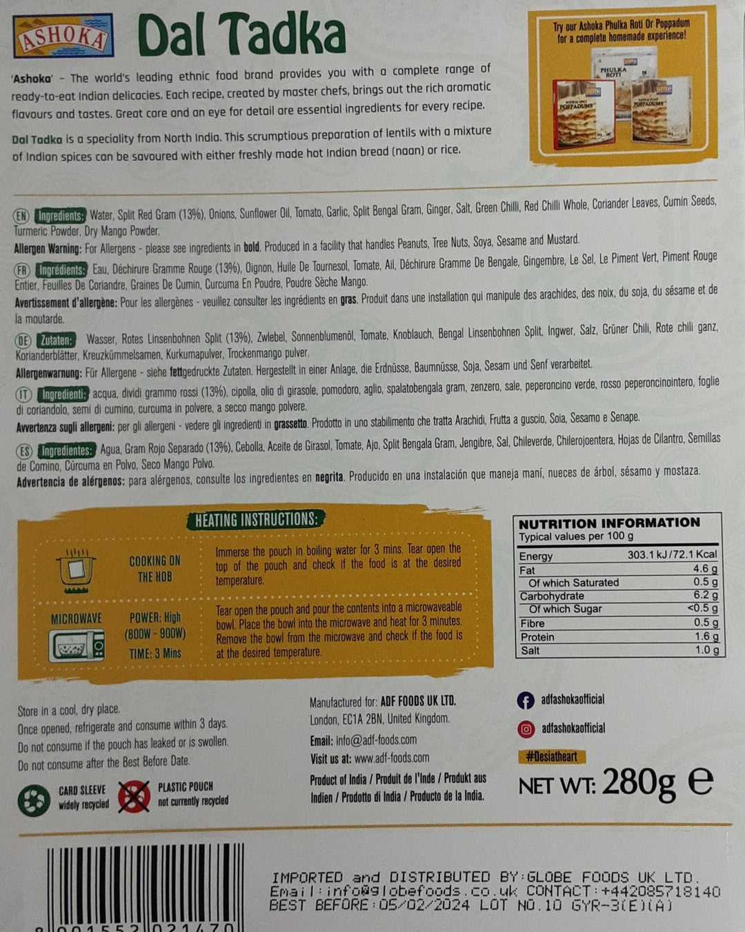 Ashoka Ready Meal Dal Tadka 280g