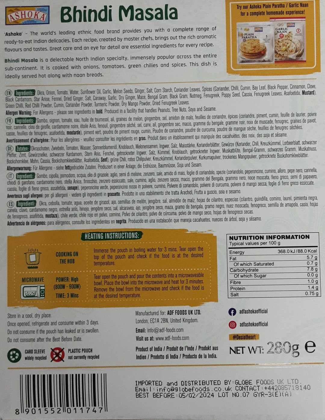 Ashoka Ready Meal Bindi Masala 280g