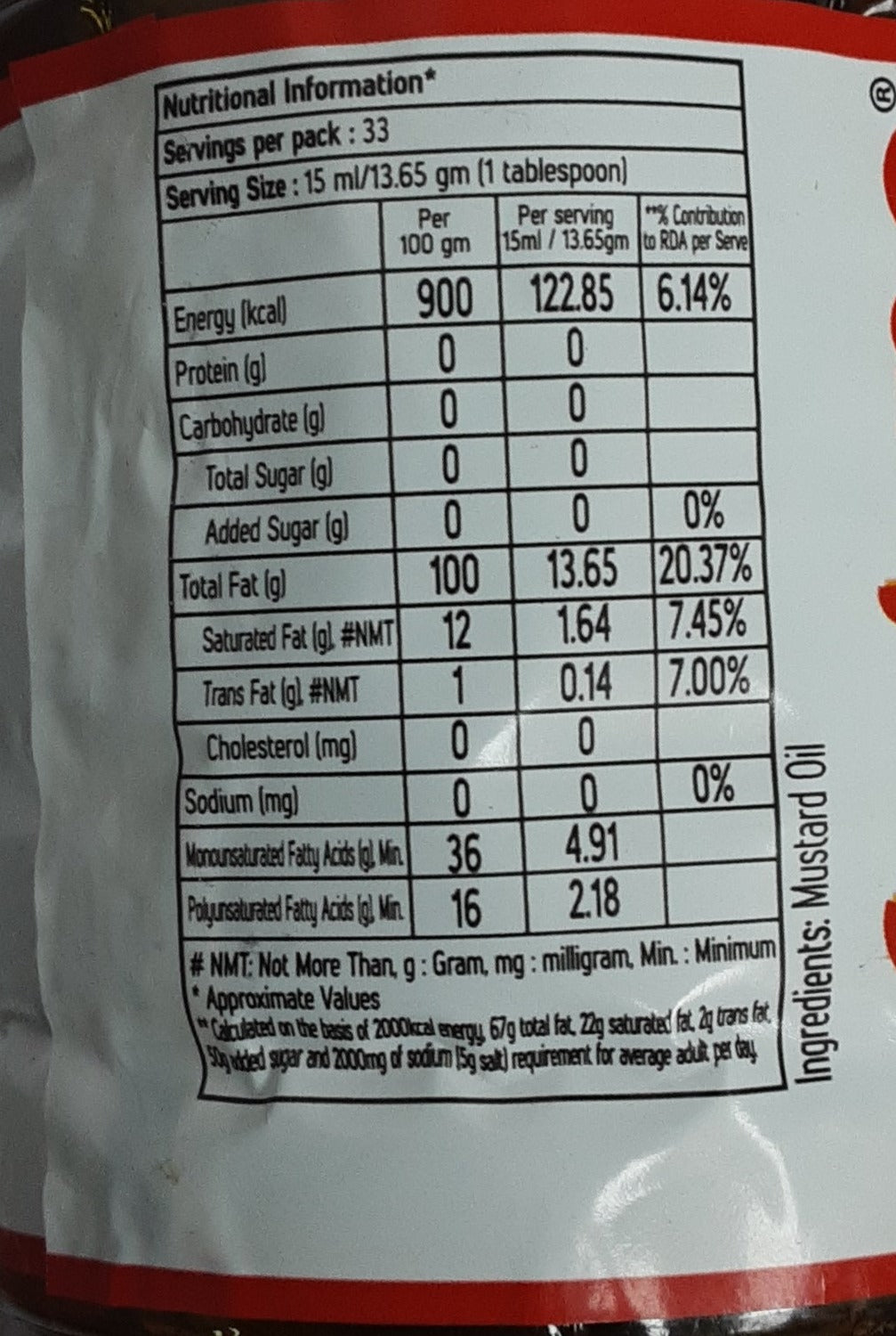 Fortune Pure Mustard Oil Kachi Ghani 500ml