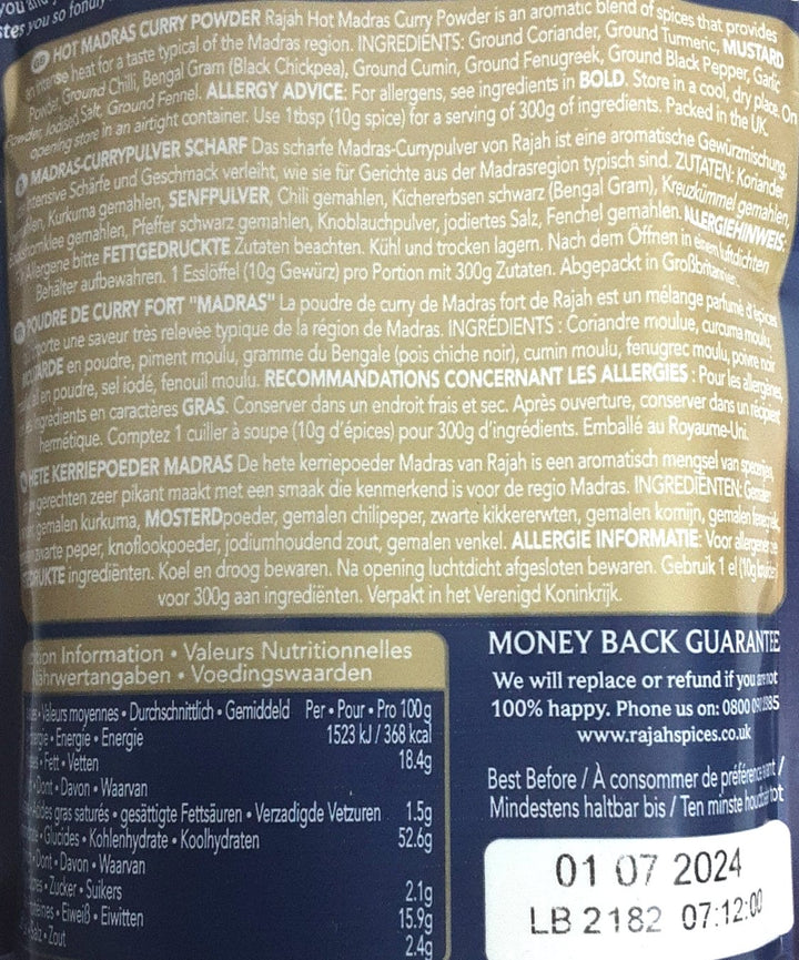 Rajah Madras Curry Powder Hot 100g