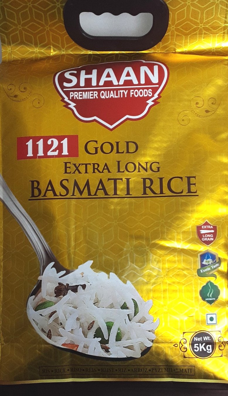 Shaan Rice Basmati Gold Extra Long 5Kg