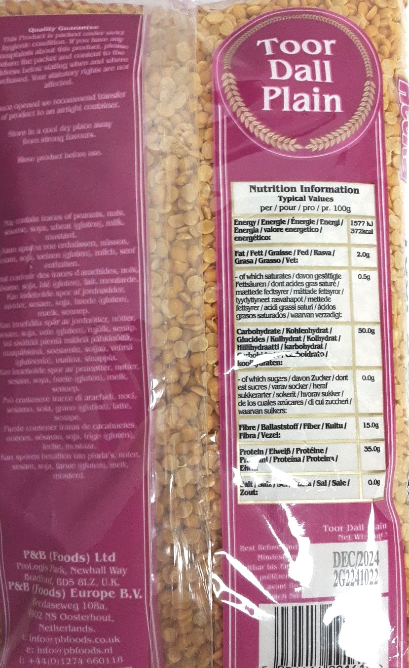 Heera Lentils Toor Dall Plain 1kg - ExoticEstore
