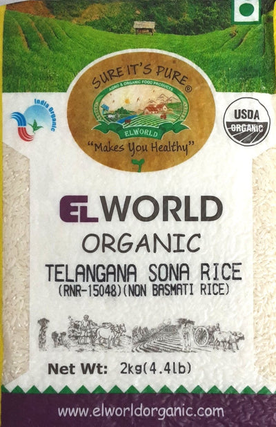 EL World Sona Masoori Rice Telangana Organic 2Kg