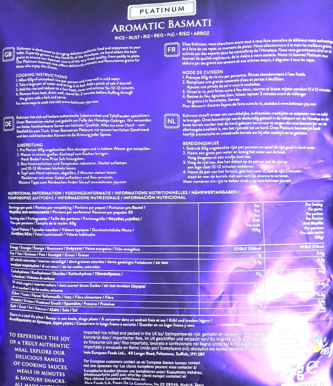 Kohinoor Rice Basmati Platinum 5Kg