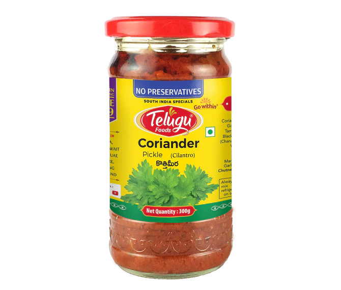 Telugu Foods Pickle Coriander With Garlic 300g