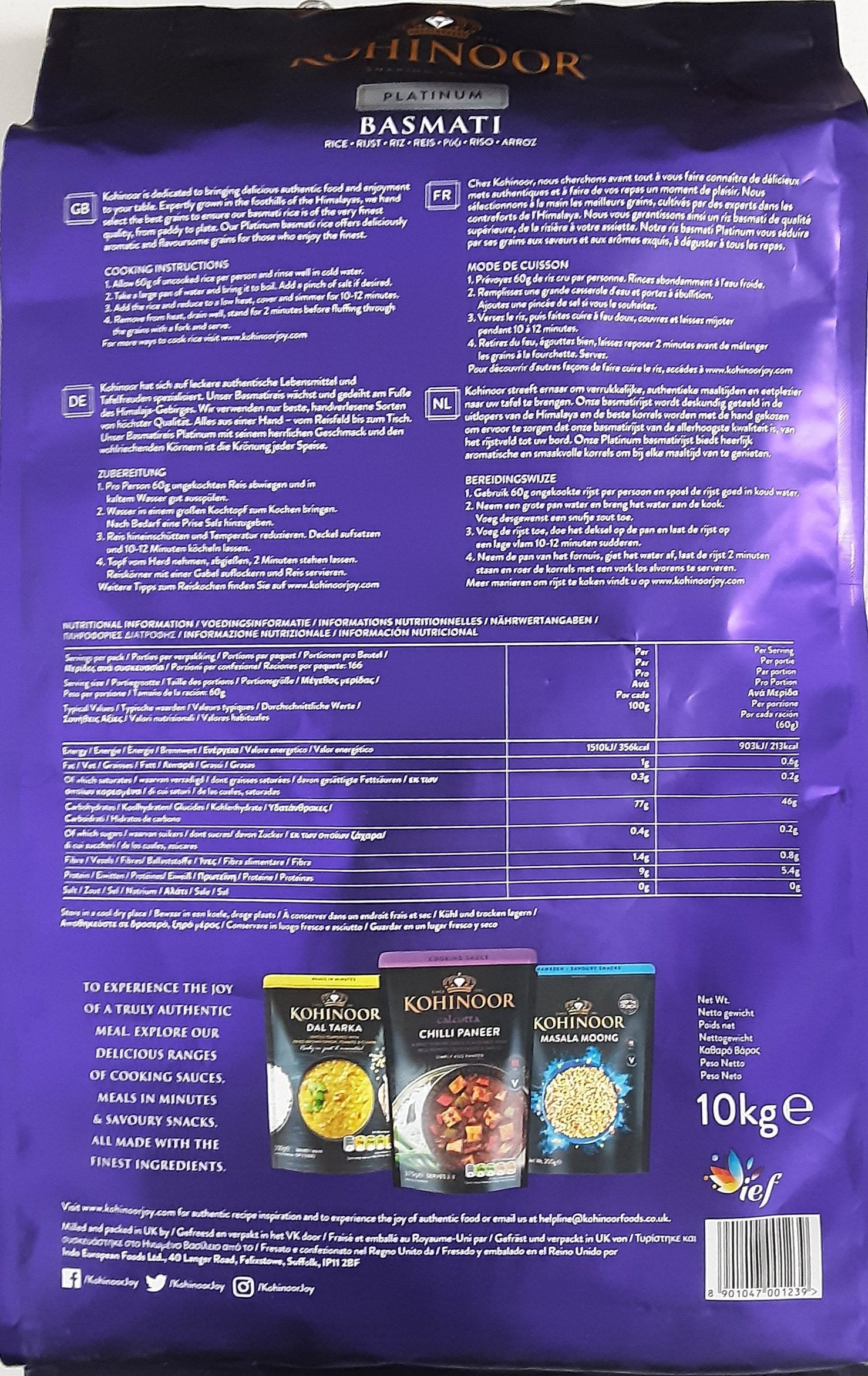 Kohinoor Platinum Basmati Rice 10kg - ExoticEstore