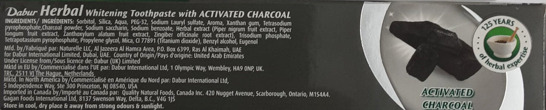 Dabur Herbal Toothpaste Whitening Charcoal 100ml - ExoticEstore