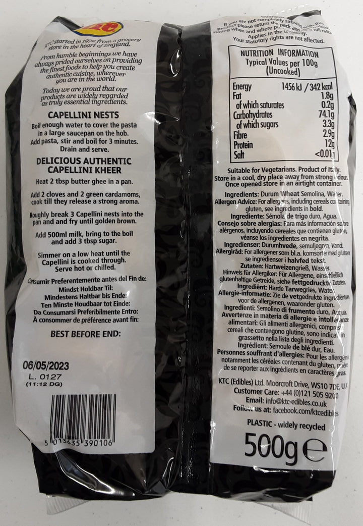 KTC Capellini Nests Pasta 500g - ExoticEstore