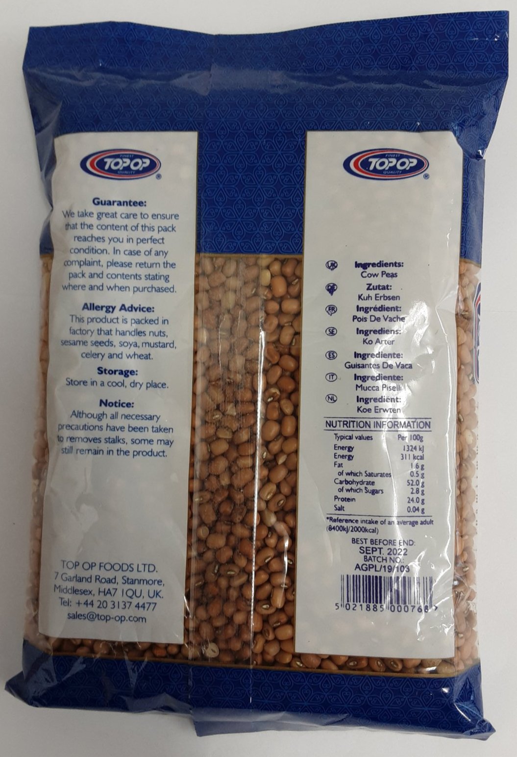 Top Op Brown Chorie Cow Peas 500g - ExoticEstore