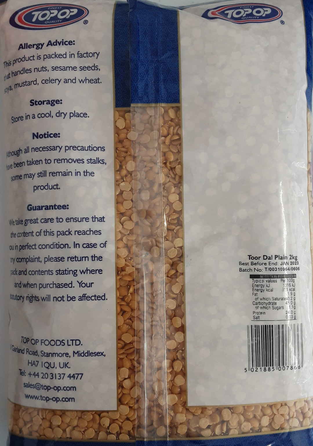 Top Op Toor Dal Plain 2kg - ExoticEstore