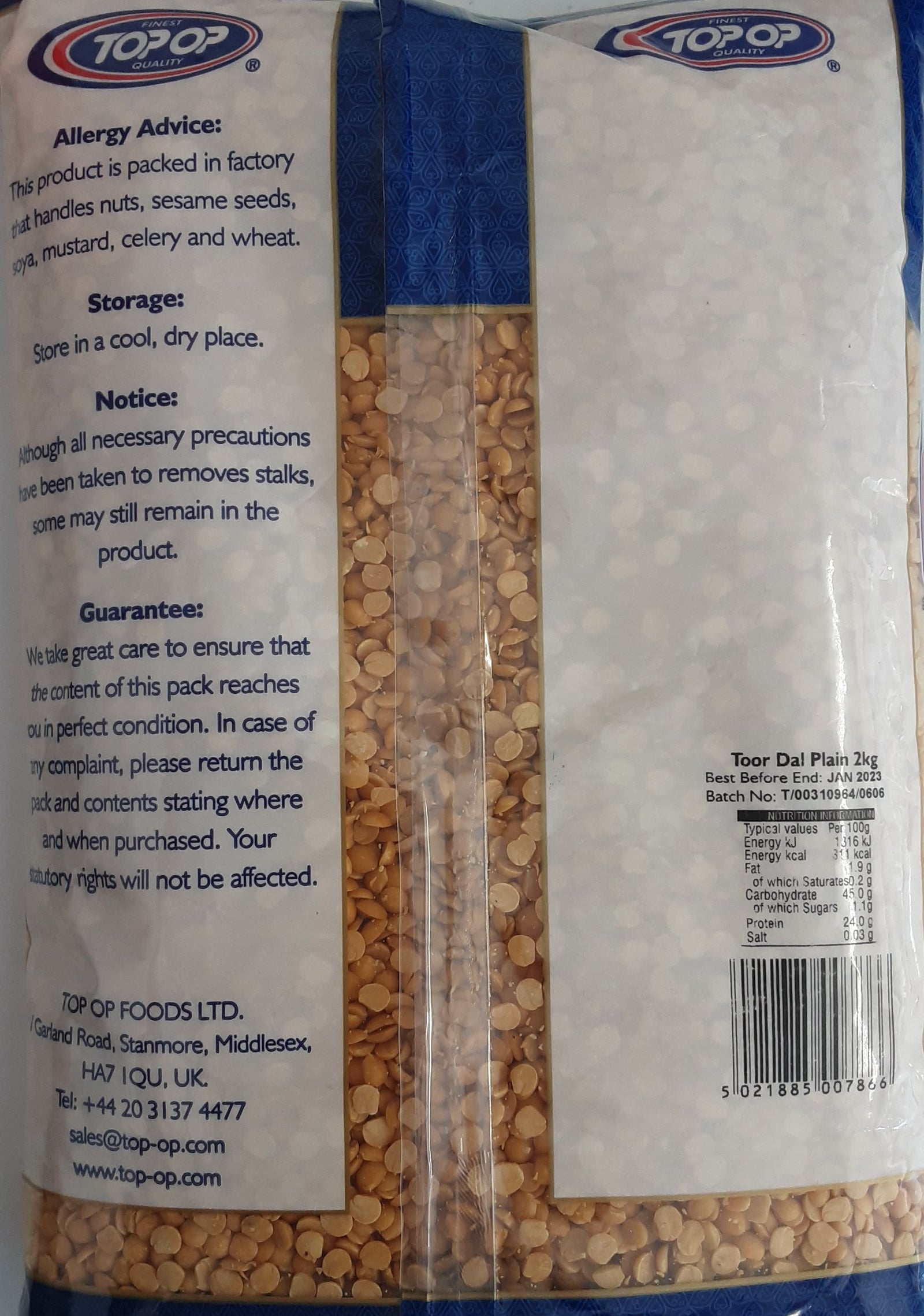 Top Op Toor Dal Plain 2kg - ExoticEstore