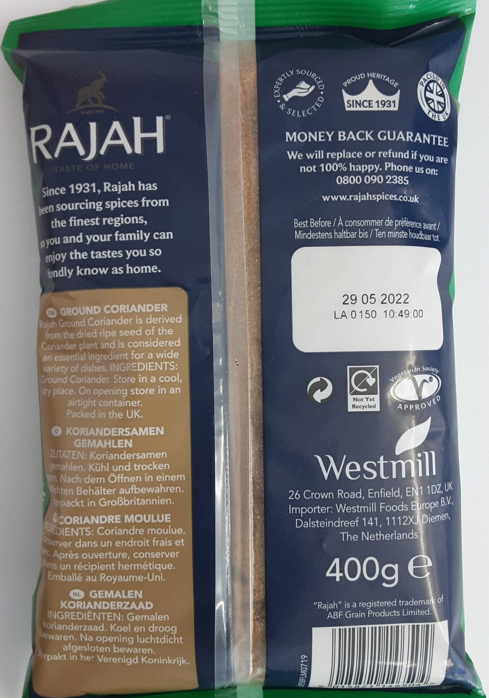 Rajah Ground Coriander Dhaniya 400g - ExoticEstore