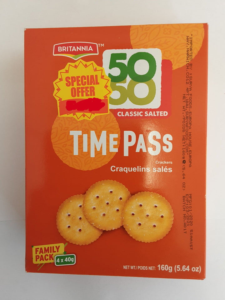 Britannia 5050 Crackers Timepass Salted 164g MP 99p - ExoticEstore