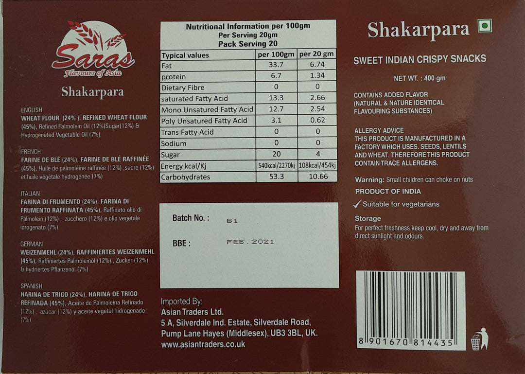 Saras Shakarpara  400g - ExoticEstore
