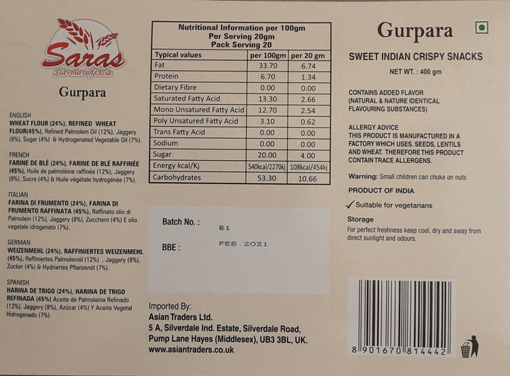 Saras Gurpara 400g - ExoticEstore