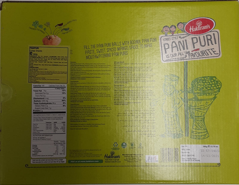 Haldirams Pani Puri Kit 30 Piece 360g - ExoticEstore