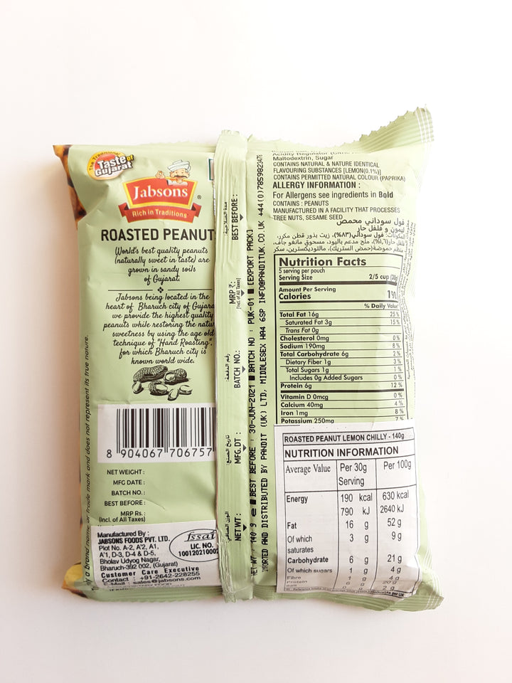 Jabsons Roasted Peanuts Lemon & Chilli 140g