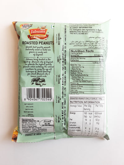 Jabsons Roasted Peanuts Chilly Garlic 140g