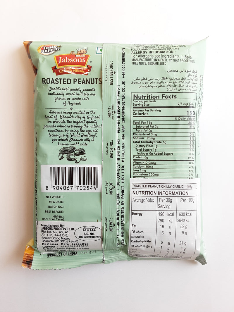 Jabsons Roasted Peanuts Chilly Garlic 140g