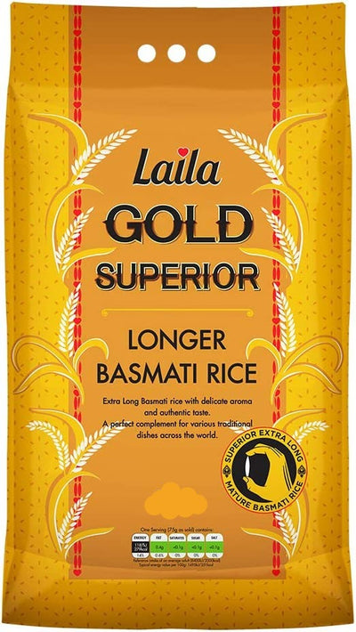 Laila Rice Basmati Gold Superior Longer Grain 10kg