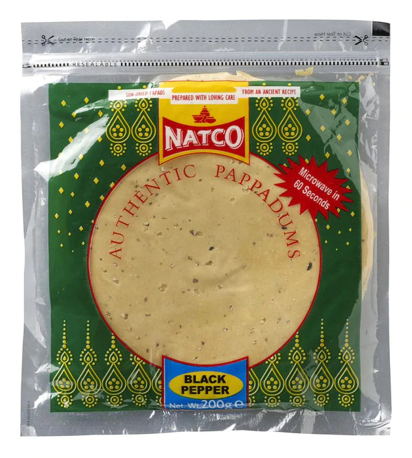 Natco Pappadums Black Pepper 200g