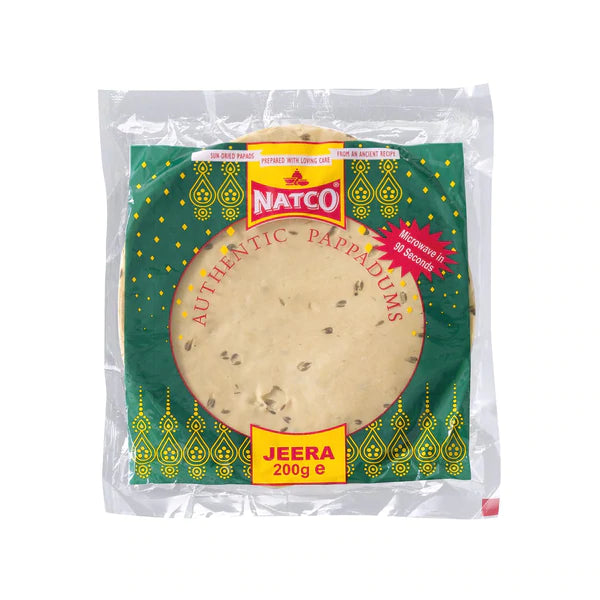 Natco Pappadums Jeera 200g BBE NOV/2025