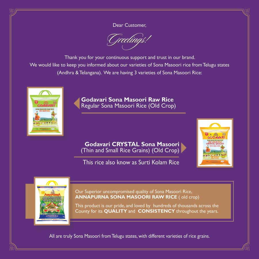 Godavari Rice Sona Masoori Andhra 10Kg