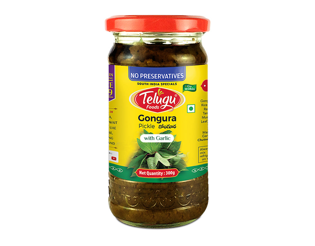 Telugu Foods Pickle Gongura With Garlic 300g