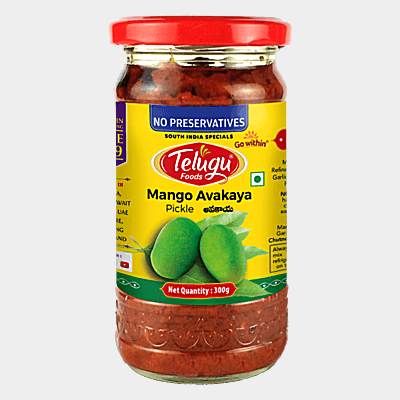 Telugu Foods Pickle Mango Avakaya With Garlic 300g