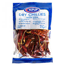 Top Op Dry Chillies With Stem 25g - ExoticEstore