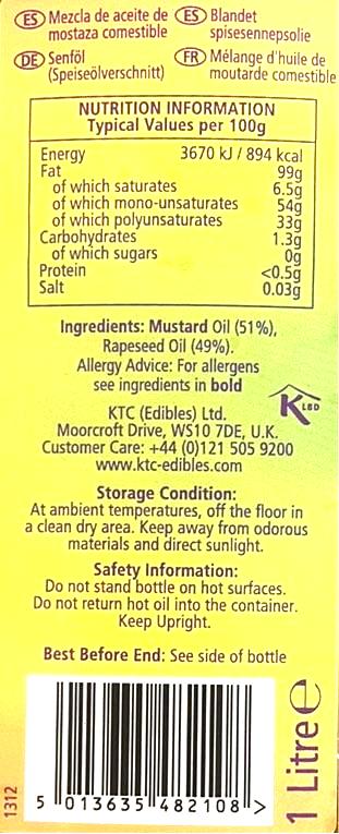 KTC Mustard Oil Blend Edible 1ltr