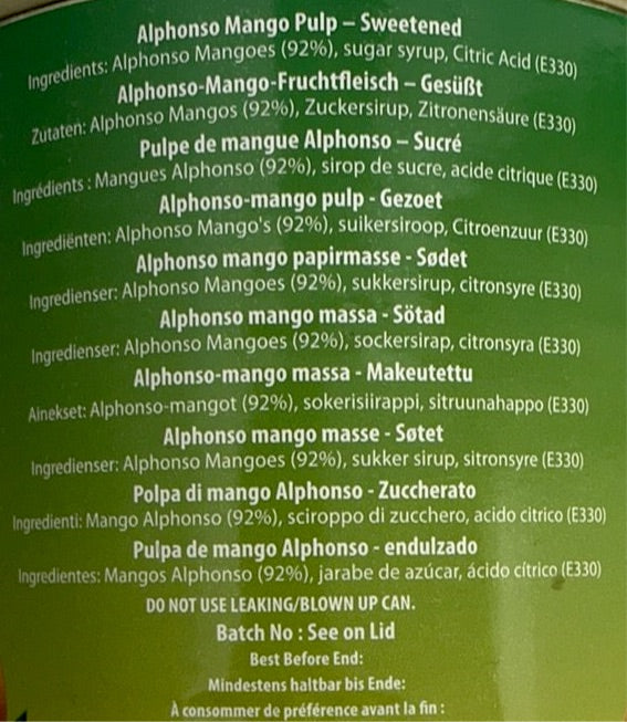 Heera Mango Pulp Alphonso Sweetened 850g