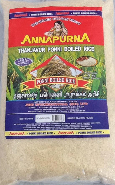 Annapurna T Ponni Boiled Rice 5kg - ExoticEstore