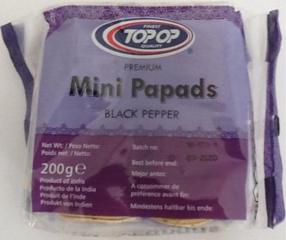 Top Op Mini Black Pepper Papads 200g - ExoticEstore